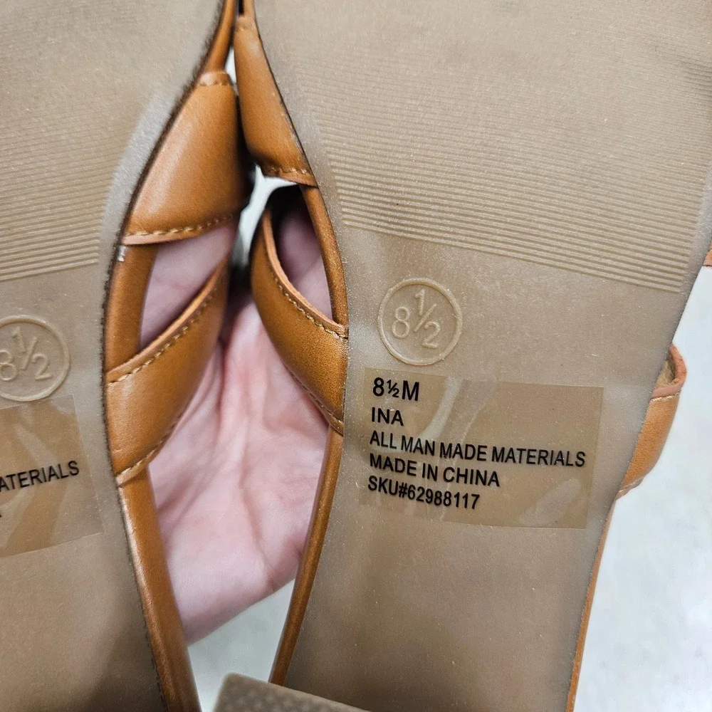 SM New York Ina Tan Heeled Sandals Women's Size 8.5M Slide Block‎ Heel